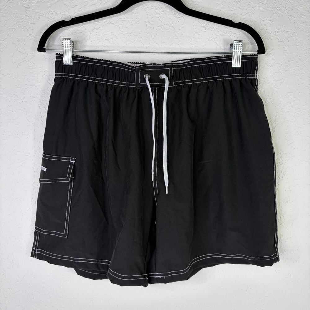 Rocorose women's board shorts with pockets quick dry, mesh briefs, black, size M